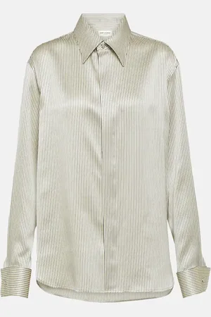 Saint Laurent Chemise rayée en satin de soie