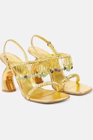 DRIES VAN NOTEN Sandales 95 en cuir métallisé à perles