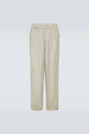 UNDERCOVER Pantalon ample rayé en laine et lin