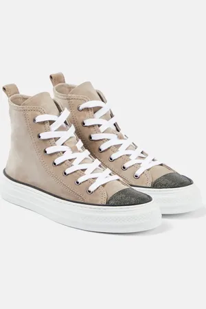 Brunello Cucinelli Baskets en daim à perles Monili