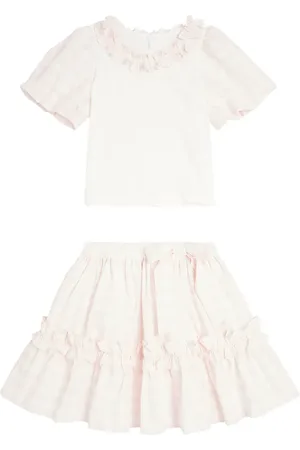PATACHOU Set top et jupe en coton à carreaux