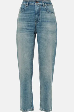 Brunello Cucinelli Jean tapered à taille mi-haute