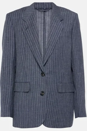Loro Piana Blazer Belia rayé en lin, laine et soie