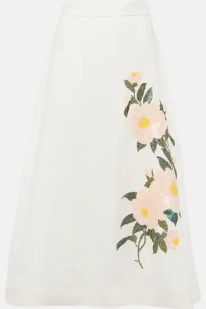ZIMMERMANN Jupe midi Natura en lin à ornements