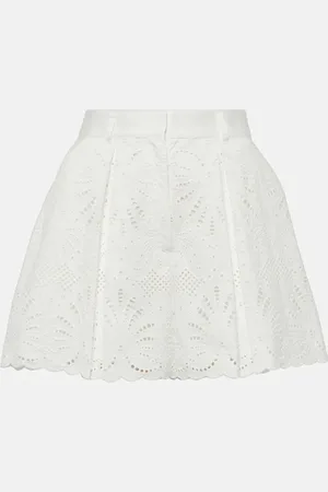 Self-Portrait Short brodé à taille haute en coton