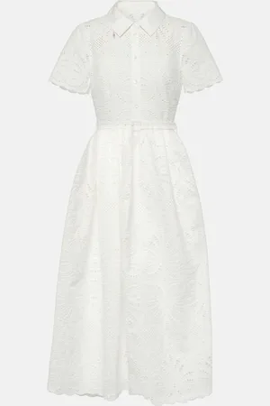 Self-Portrait Robe midi brodée en coton