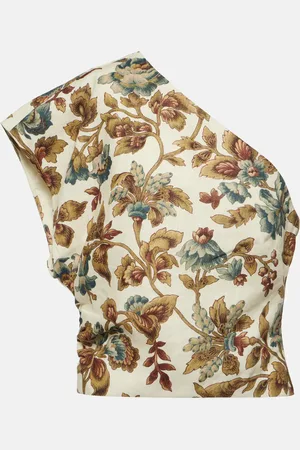 SIR Top raccourci Eleanora en lin à fleurs