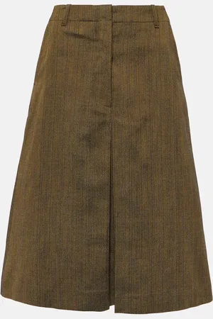 DRIES VAN NOTEN Jupe midi en coton et soie
