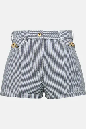 Patou Short rayé en jean à taille haute