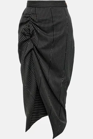 Vivienne Westwood Jupe midi rayée en laine et coton