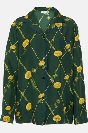 Burberry Chemise de pyjama en soie à fleurs