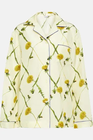 Burberry Chemise de pyjama en soie à fleurs