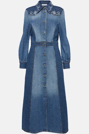 Chloé Chloé Robe chemise brodée en jean