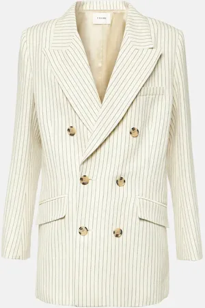 Frame Blazer rayé en coton et lin