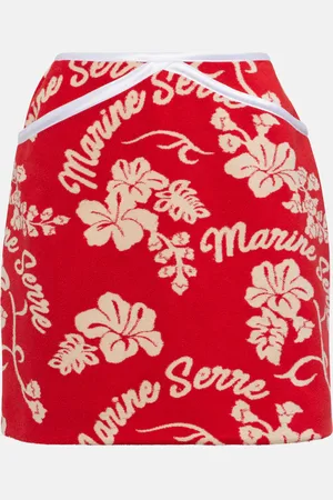 Marine Serre Mini-jupe en jacquard et cuir