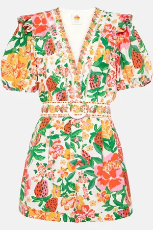 Farm Rio Combi-short Flowerful Sketch imprimée en coton