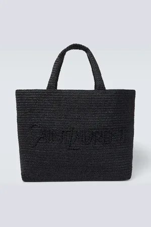 Saint Laurent Cabas brodé en raphia à logo