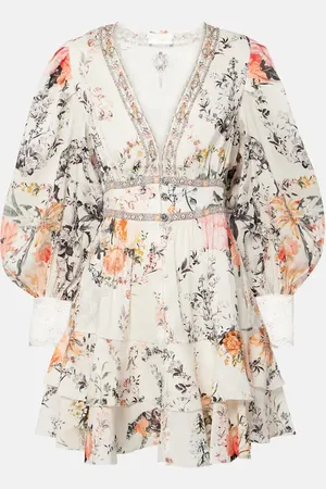 Camilla Robe en lin et soie à fleurs