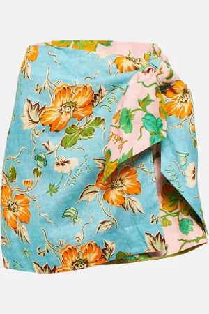 ALÉMAIS Alémais Jupe portefeuille Mana en lin à fleurs