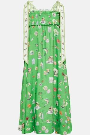ALÉMAIS Alémais Robe midi imprimée en lin