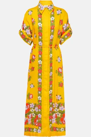 ALÉMAIS Alémais Robe chemise en lin à fleurs