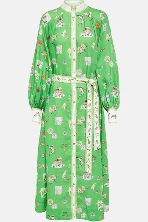 ALÉMAIS Alémais Robe midi imprimée en lin
