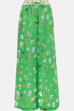 ALÉMAIS Alémais Pantalon ample imprimé en lin