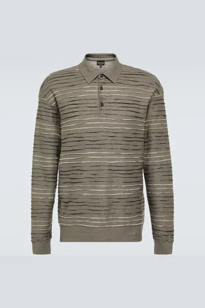Giorgio Armani Polo intarsia en lin mélangé