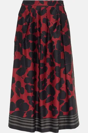 DRIES VAN NOTEN Jupe midi imprimée en satin