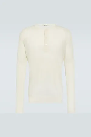Auralee Chemise Henley en laine et soie