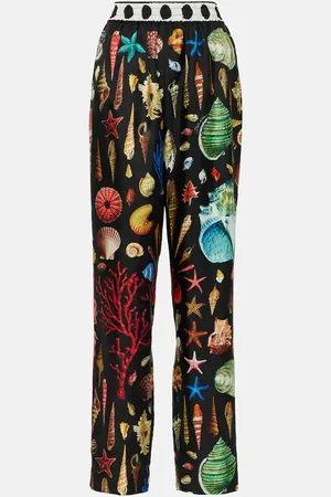Dolce & Gabbana Pantalon Capri imprimé en satin de soie
