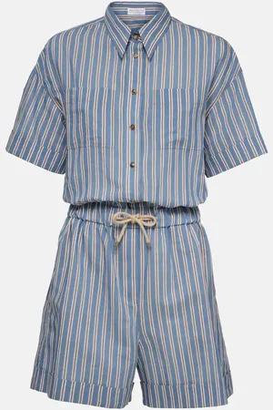 Brunello Cucinelli Combi-short rayée en coton et soie