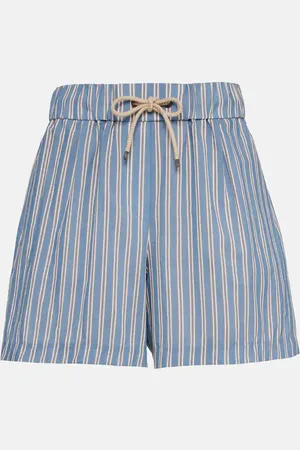 Brunello Cucinelli Short rayé en coton et soie