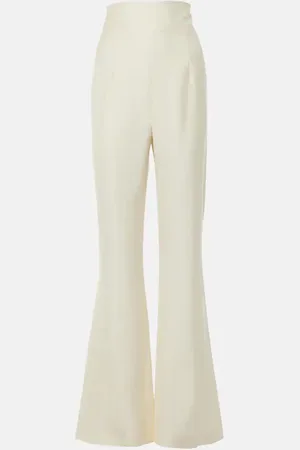 GALVAN Pantalon évasé à taille haute en satin
