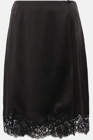 Stella McCartney Jupe midi en satin à dentelle