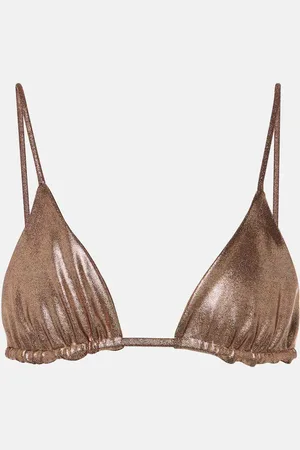 Jade Swim Haut de bikini Via en lamé