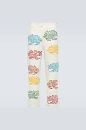 BODE Pantalon droit Piscine brodé en lin