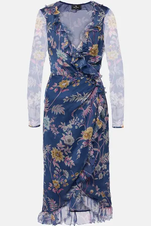 Etro Robe portefeuille en soie à fleurs
