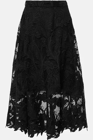 Oscar de la Renta Jupe midi en guipure à fleurs
