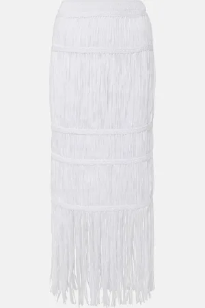 Simkhai Jupe midi Yarra en coton à franges