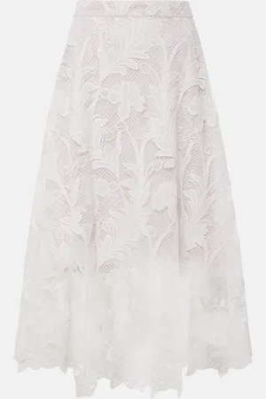 Oscar de la Renta Jupe midi en guipure à fleurs