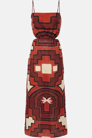 JOHANNA ORTIZ Robe midi imprimée en lin