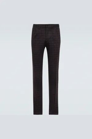 Kiton Pantalon chino en laine à carreaux
