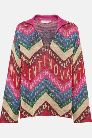 VALENTINO Pull en intarsia de soie à logo