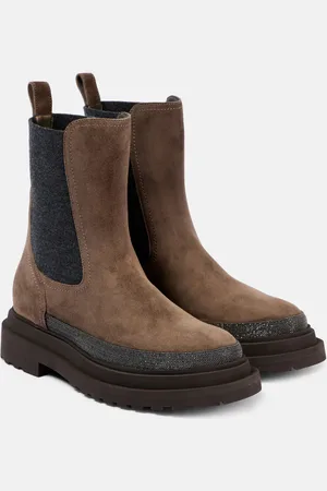 Brunello Cucinelli Bottines Chelsea Monili en daim à ornements