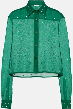 Oseree Oséree Chemise Gem en coton et soie à cristaux