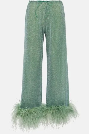 Oseree Oséree Pantalon Lumière Plumage en lamé