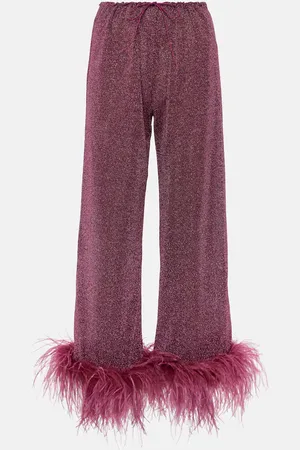 Oseree Oséree Pantalon Lumière Plumage en lamé