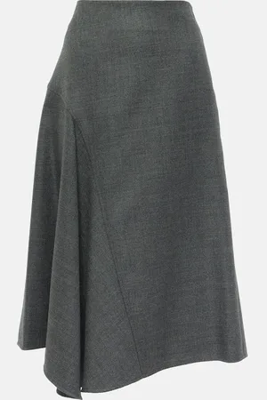 Brunello Cucinelli Jupe midi asymétrique en laine vierge