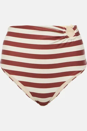 JOHANNA ORTIZ Culotte de bikini rayée à taille haute